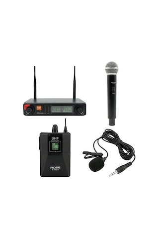 Rose R-702-ey Uhf Kablosuz Telsiz El Yaka Mikrofon 2x48 Kanal