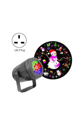 16 Desenli 4w Led Kar Tanesi Noel Dekorasyonu Projektör Işığı, Spec: Uk Plug Diğer