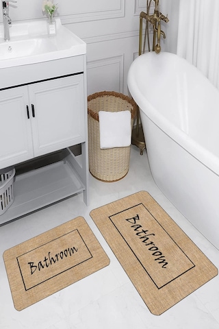 Eliana Home Dijital Baskı 2'li Banyo Paspas Takımı Lna5288 100x60 Ve 60x50 Cm Siyah