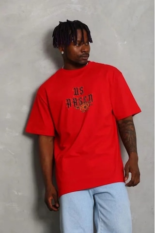 Modi Erkek Baskılı T-shirt Kısa Kol Bisiklet Yaka Regular Fit Rahat Kalıp Günlük Tişört - Kırmızı - Mymg185488