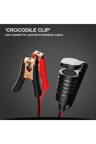 Pazly 16.4ft Tr-29a Tiger Clip Akü Adaptörü, 16awg Kablo, 12v Soket, Krokodil Klips Ve Aux Bağlantı