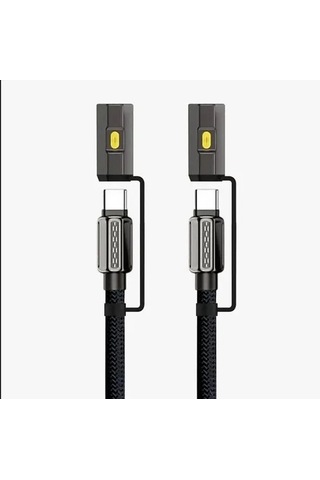 Jenerik Led Fener Ve Alevsiz Çakmak Fonksiyonlu Type-c Şarj Ve Data Kablosu 120 Cm Siyah