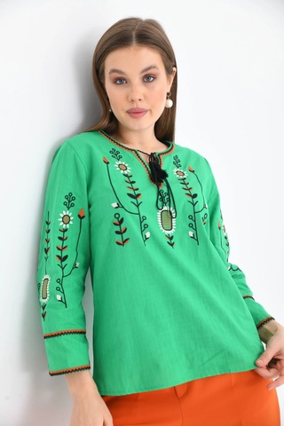 Dokuma Yazlık Bluz Yeşil