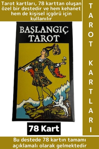 Özel Üretim Psikolojik Kişisel İç Yansıtma Kehanet Açıklamalı Başlangıç Tarot Destesi 78 Kart