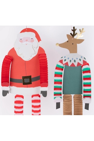 Meri Meri - Noel Baba Ve Ren Geyiği Asılan Süsler - 4 Adet Tüm Yaşlar