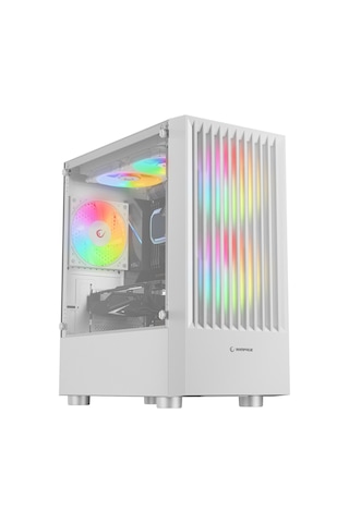 Rampage Lyra Mesh Temperli Camlı 3x12 CM Rgb Fan M-Atx Mini-T Gaming Oyuncu Kasası Beyaz
