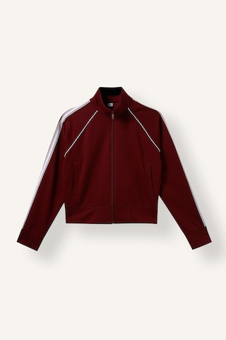 Defacto Standart Fit Dik Yaka Şerit Detaylı Fermuarlı Basic Sweatshirt Hırka I8957ax26aubr115 Bordo-br115