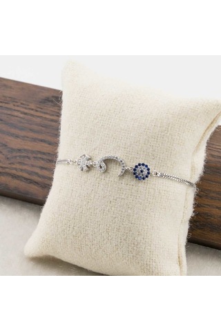 925 Ayar Gümüş Nazar Kar Tanesi Vavlı Kadın  Bileklik