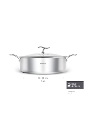 Karaca Plasma Steel 316+ 3Ply Yanmaz Yapışmaz Çelik Karnıyarık Tencere 30 cm