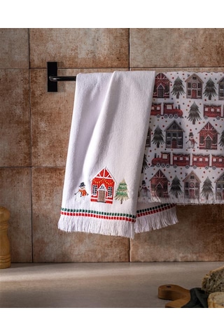 Yılbaşı Charmant Mutfak Havlu Seti - Beyaz Beyaz