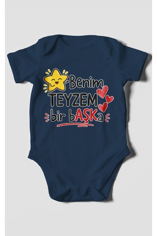 Morivokids Benim Teyzem Bir Başka Kısa Kollu Bebek Body %100 Pamuk Lacivert