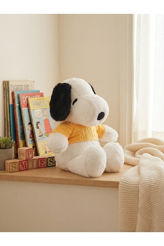 Peluş Köpek Snopyy-30 Cm -sarı Tşhirt'lü Sarı-beyaz