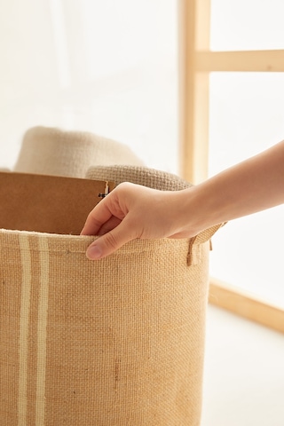 Ocean Home Textile Çizgili Jüt Sepet 30 x 31 cm