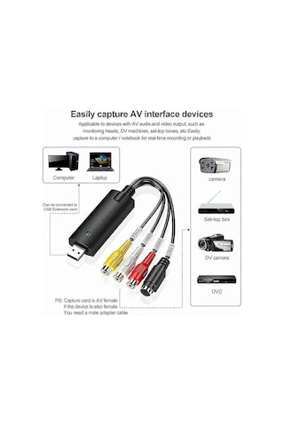 Vhs'den Dijitale Dönüştürücü, Hi8 Vhs'den Dvd'ye Video Yakalama Kartı, Dijital Video Ses Dönüştürücü Adaptör, Vhs'den Usb'ye