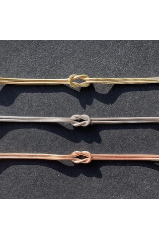 Samdoo 14k Altın Kaplama Aşk Düğümü Bilezikler Çiftler İçin Simgeleyici Bağlantı Zincir Kolye Gold