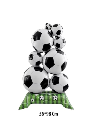 Futbol Temalı Ayakta Duran Folyo Balon 56x98 Cm Doğum Günü & Parti Süsü Siyah - Beyaz