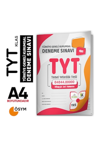 2026 Tyt Asimetrik Yayınları Kurumsal Türkiye Geneli Klas Deneme Kitapçığı