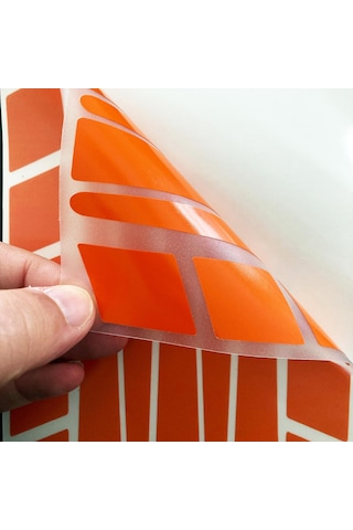 Şerit Tasarımlı Alev Turuncusu Motosiklet Kask Sticker Çınar Extreme
