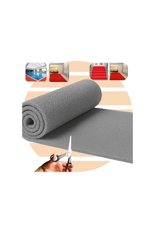 Beylin Kıvırcık Pvc Paspas Dış Zemin Halı Yolluk Gri 100x900 Gri