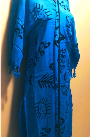 Sunsurf Tokat Taş Baskı Kaftan Pareo Koyu Mavi