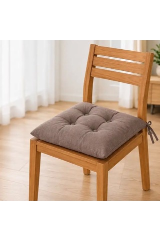 Bağcıklı Sandalye Minderi 40 40 4 Cm Kahve Çok Renkli