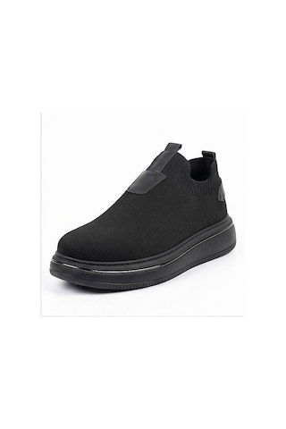 Daytex 1111 Erkek Slip-on - Full Triko Örgü Sportif Kalın Eva Taban Sneaker Siyah