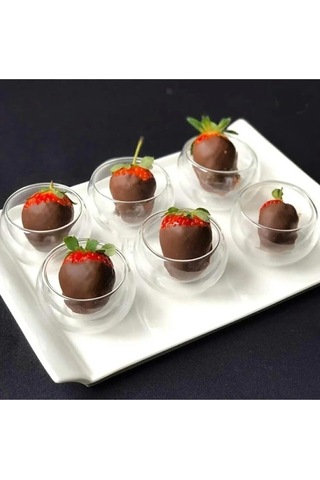 6'lı Çift Cidarlı Cam Lokumluk Sosluk Çerezlik 12478