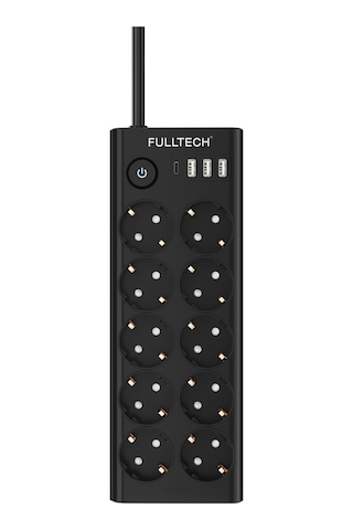 Fulltech Ftr-14 Çoklu Priz 10 Lu + 3 Usb + 1 Type-c 3680w 16a Anahtarlı Akım Korumalı Uzatma Prizi 2 m