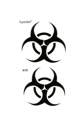Geçici Dövme Tehlike Işareti Kimyasal Radyoaktif Atık El Kol Bilek Dövmesi Tattoo