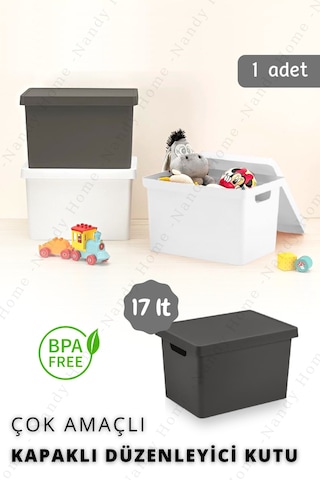 Nandy Home Kapaklı Kutu Antrasit 17 L