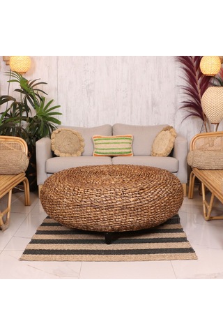 Acacia Akasya Ağacı Ve Doğal Abaka Orta Sehpa120x46 Cm Naturel