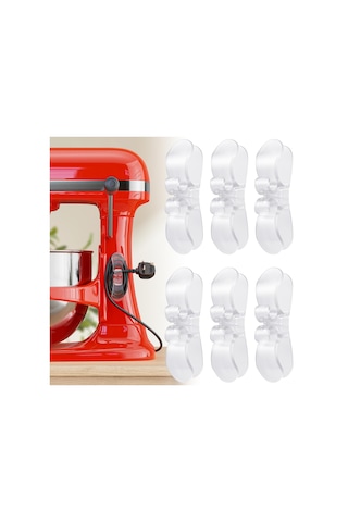 Fosenze 6 Adet Beyaz Mutfak Aleti Kablosu Düzenleyici - Blender, Kahve Makinesi, Fritöz Kablolarını Tutucu Ve Sarıcı