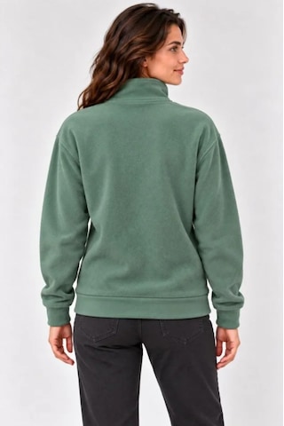 Butik İstanbul Polar Dik Yaka Yarım Fermuarlı Uzun Kollu Regular Fit Kışlık Sweatshirt - Mint Yeşili