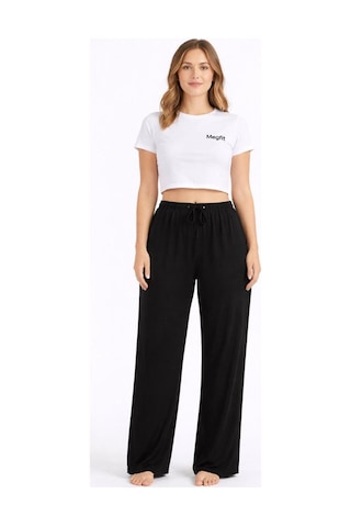 Viskon Pamuklu Kadın Siyah Pijama Pantolon - Mg002 - Mudanis