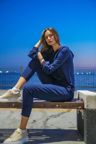 Kadın Kapüşonlu Rahat Eşofman Takım Frn6100 Siyah