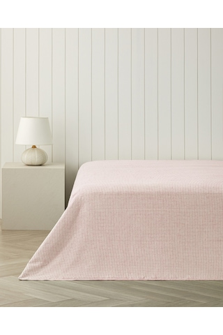 Modern Grid Çift Kişilik Pike 180x220 Cm Pembe
