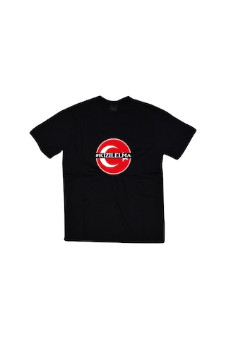 Stoned&Fame Unisex Siyah Kızılelma Baskılı T-shirt SIYAH