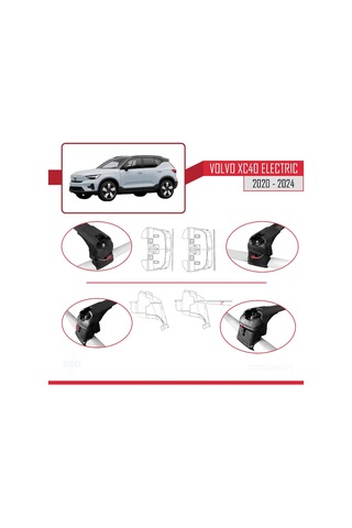 Volvo Xc40 Elektrikli 2020 Ve Sonrası İle Uyumlu Ace-2 Ara Atkı Tavan Barı Siyah