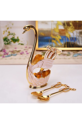 Tenfowee Şık Kuğu Desenli Çay Kaşığı Seti - Pratik Ve Dayanıklı Mutfak Aksesuarı