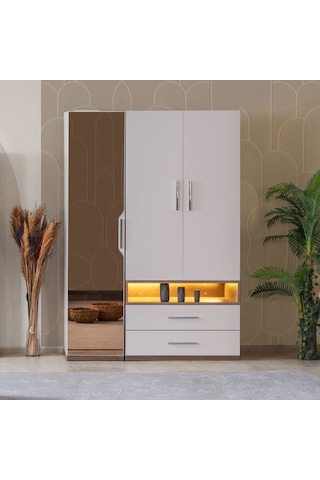 Ranza, Milano Genç Odası Takımı Dolaplı Çalışma Masalı Modern Ranza + Üç Kapaklı Modern Dolap 90 X 190 CM