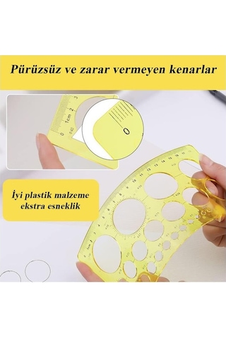 Daire Şablonu Cetveli 1-36 MM 24 Cm Şeffaf