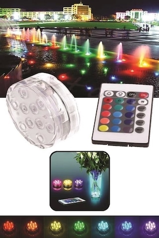 Su Geçirmez Kumandalı Renk Değiştiren Rgb Su Altı Led Lamba Spot Çok Renkli