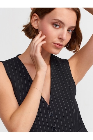 Dilvin Çizgili Yelek  Siyah