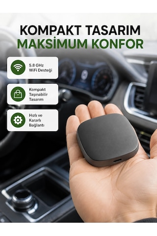 Mey İthalat Android Auto Kablosuz Dönüştürücü Hızlı Eşleşme Ve Sesli Asistan Destekli Yeni Nesil