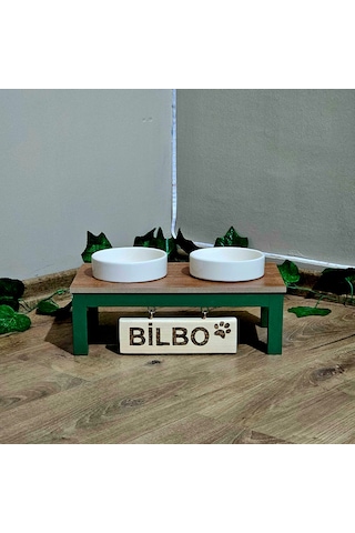 Tekir Store Özel İsimli Kedi & Köpek Mama Su Kabı Seramik Kase İkili