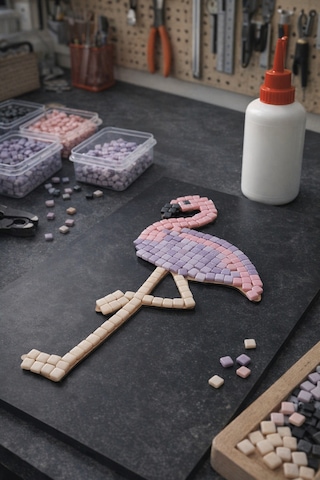 16x24cm Flamingo Mozaik Çocuk-yetişkin Set Başlangıç Seviye