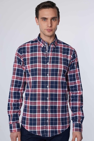 Tudors Slim Fit Uzun Kollu Düğmeli Yaka Kareli Pamuklu Kolay Ütü Erkek Gömlek-30923-çok Renkli Çok Renkli