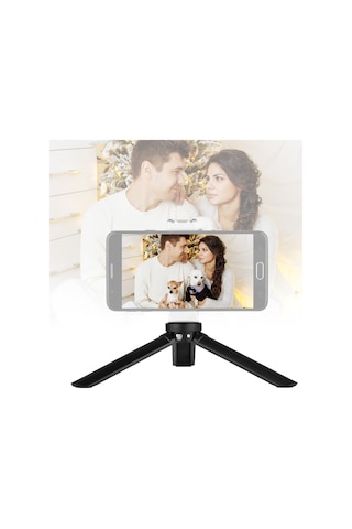 Geeksen Mobil Gimbal Desteği İçin Mini Metal Masaüstü Tripod - 1/4" Vidalı Bağlantı, Sağlam Ve Taşınabilir Siyah