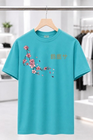 Bayloranzzo Suzuka %100 Pamuk Heavy Cotton Premium Kalite Unisex Tişört Su Yeşili