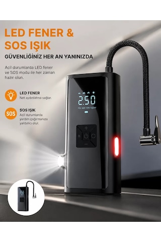 Hepsi Led Fenerli Ve Sos Işıklı Çok Fonksiyonlu Hava Kompresörü Yeni Nesil Najmaddin